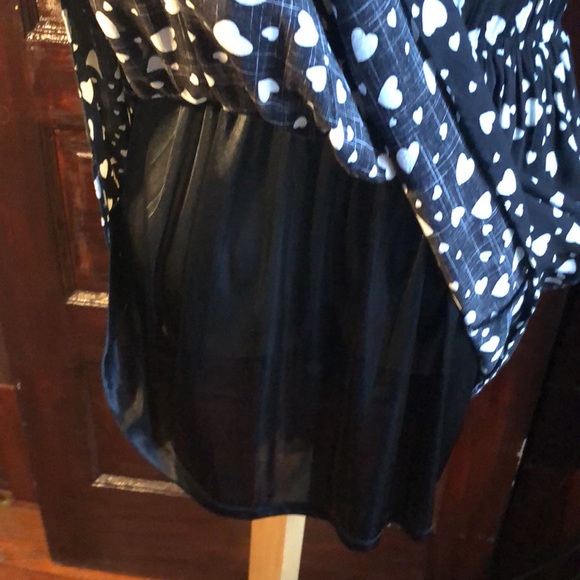 Forever 21 black and white hearts ❤️ dress size L: Pete Pan collar/no sleeves - Picture 8 of 16